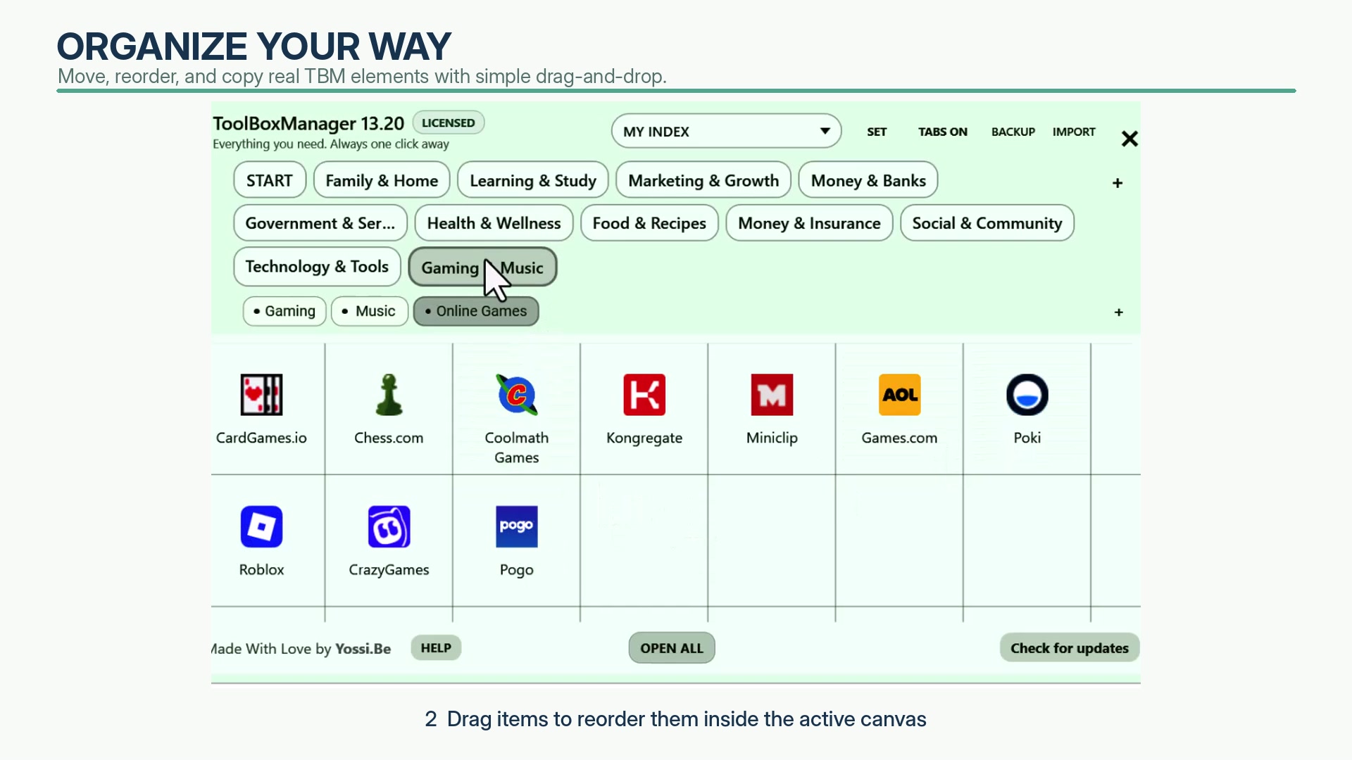 Organizing a ToolBoxManager project workspace